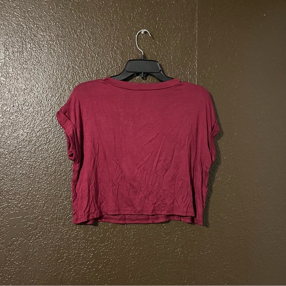 Maroon Short Sleeve Crop Top ‘Alcohol You Later’, Size Medium - Picture 4 of 4